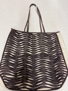 Women’s Brown and Cream Cutout Tote Bag